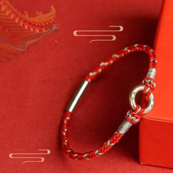 Buddha Stonesの赤い糸 925スターリングシルバー 幸運のブレスレット