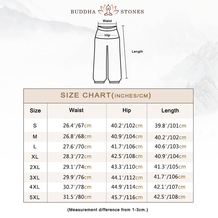 Buddha Stonesと花の葉柄のゆったりハーレムパンツ レディース ヨガパンツ - image 3