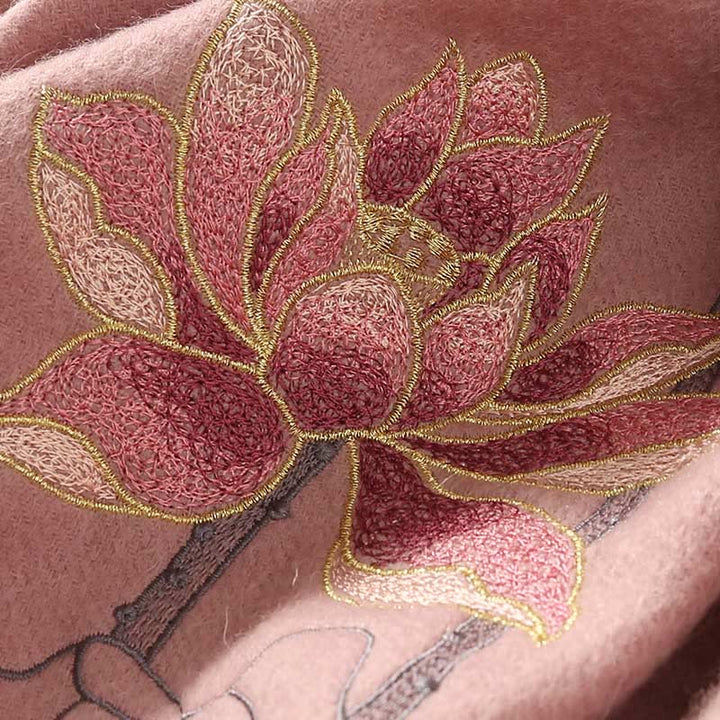 Buddha Stonesウールショール 蓮の刺繍タッセル 冬用 心地よい旅行用スカーフ ラップ