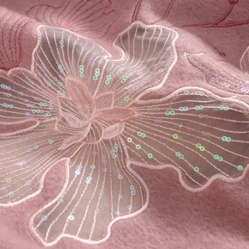 Buddha Stonesウールショール 大きな花 スパンコール 刺繍 タッセル 冬 心地よい 旅行用スカーフ ラップ - image 10