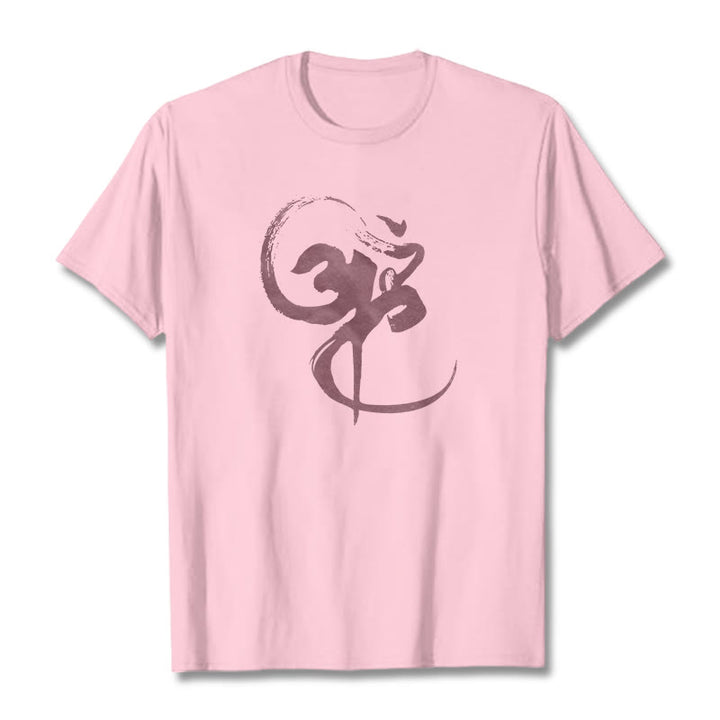 Buddha StonesOm デザイン コットン Tシャツ - ライトピンク - 2XL - image 16