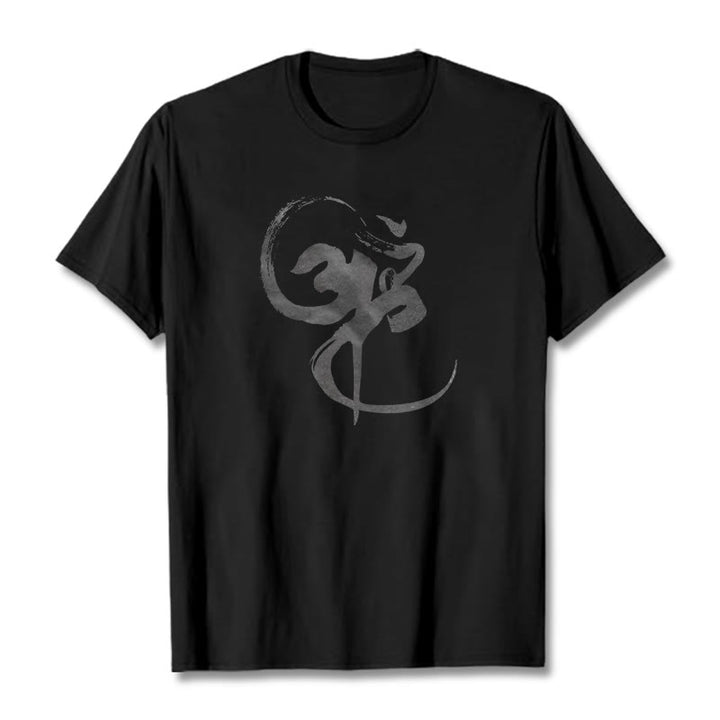 Buddha StonesOm デザイン コットン Tシャツ - 黒 - 2XL - image 1