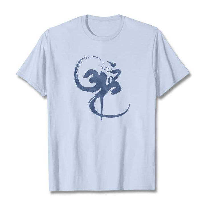 Buddha StonesOm デザイン コットン Tシャツ - ライトシアン - 2XL - image 10