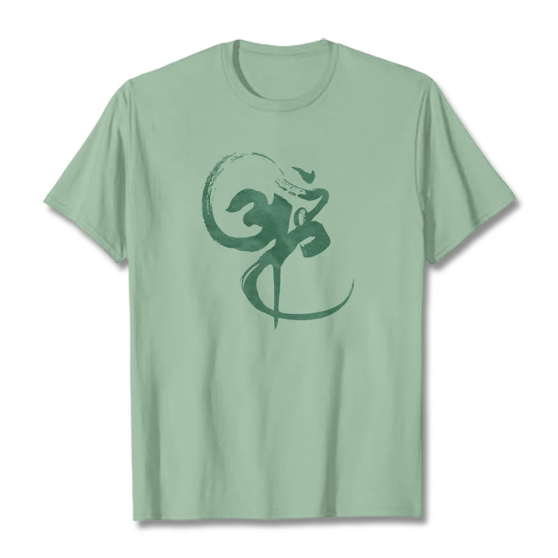 Buddha StonesOm デザイン コットン Tシャツ - 淡い緑色 - 2XL - image 17