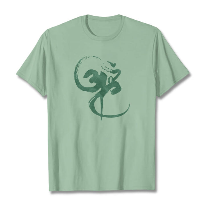 Buddha StonesOm デザイン コットン Tシャツ - 淡い緑色 - 2XL - image 17