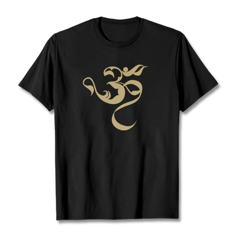 Buddha Stonesオーム図デザインコットンTシャツ - 黒 - 2XL - image 1
