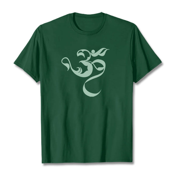 Buddha Stonesオーム図デザインコットンTシャツ - フォレストグリーン - 2XL - image 9