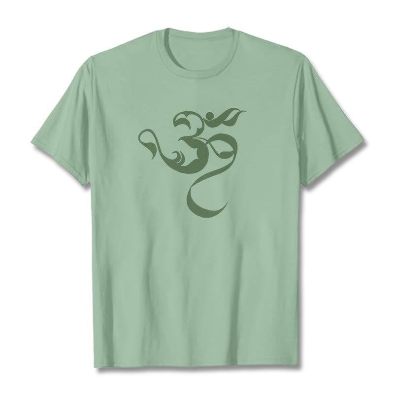 Buddha Stonesオーム図デザインコットンTシャツ - ペールグリーン - 2XL - image 18