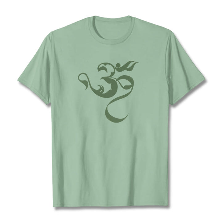 Buddha Stonesオーム図デザインコットンTシャツ - ペールグリーン - 2XL - image 18