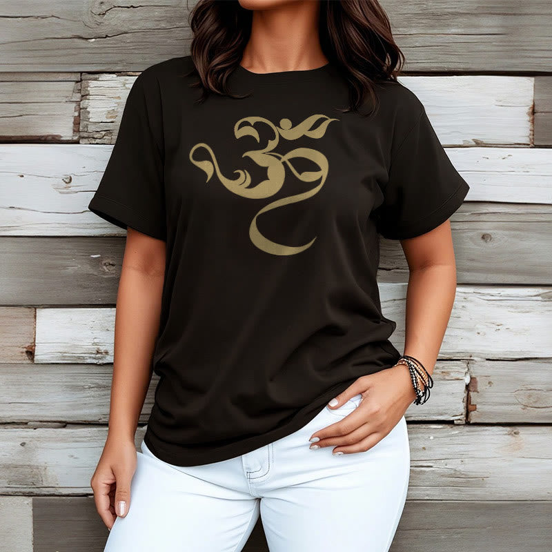 Buddha Stonesオーム図デザインコットンTシャツ - image 2
