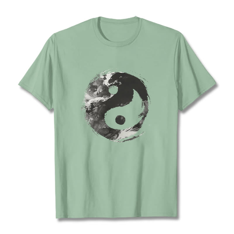Buddha Stones陰陽コットンTシャツ - 淡い緑色 - 2XL - image 14
