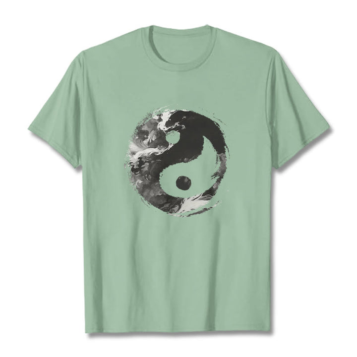 Buddha Stones陰陽コットンTシャツ - 淡い緑色 - 2XL - image 14