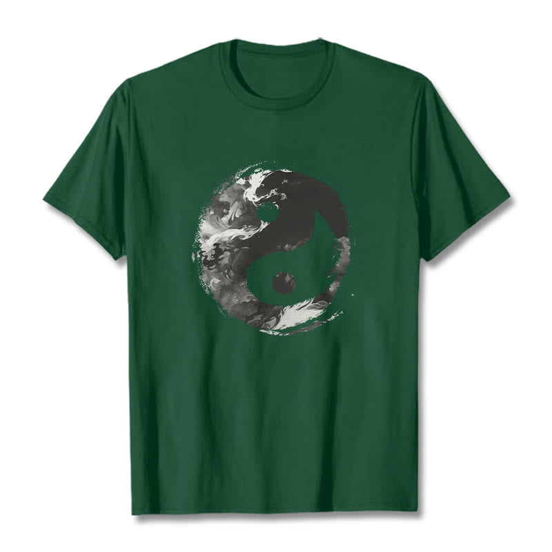Buddha Stones陰陽コットンTシャツ - フォレストグリーン - 2XL - image 8
