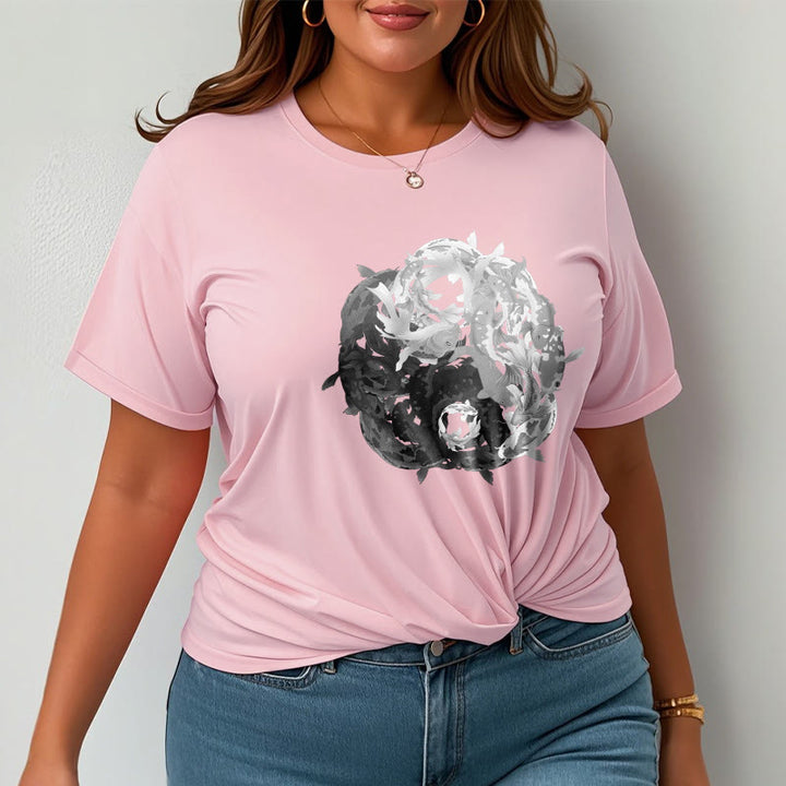 Buddha Stonesと陰陽鯉のコンビネーションコットンTシャツ - image 20