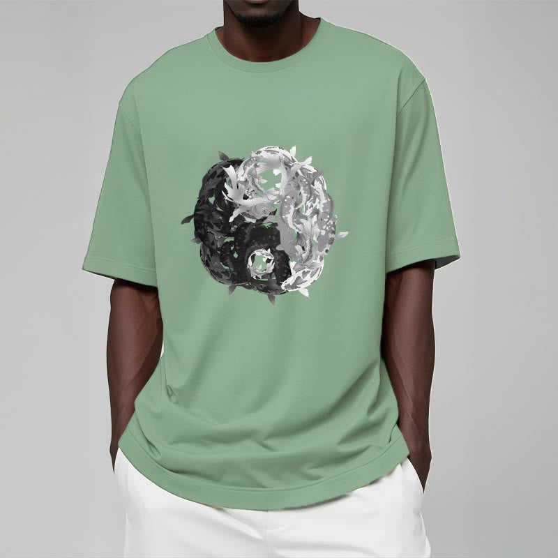Buddha Stonesと陰陽鯉のコンビネーションコットンTシャツ - image 15