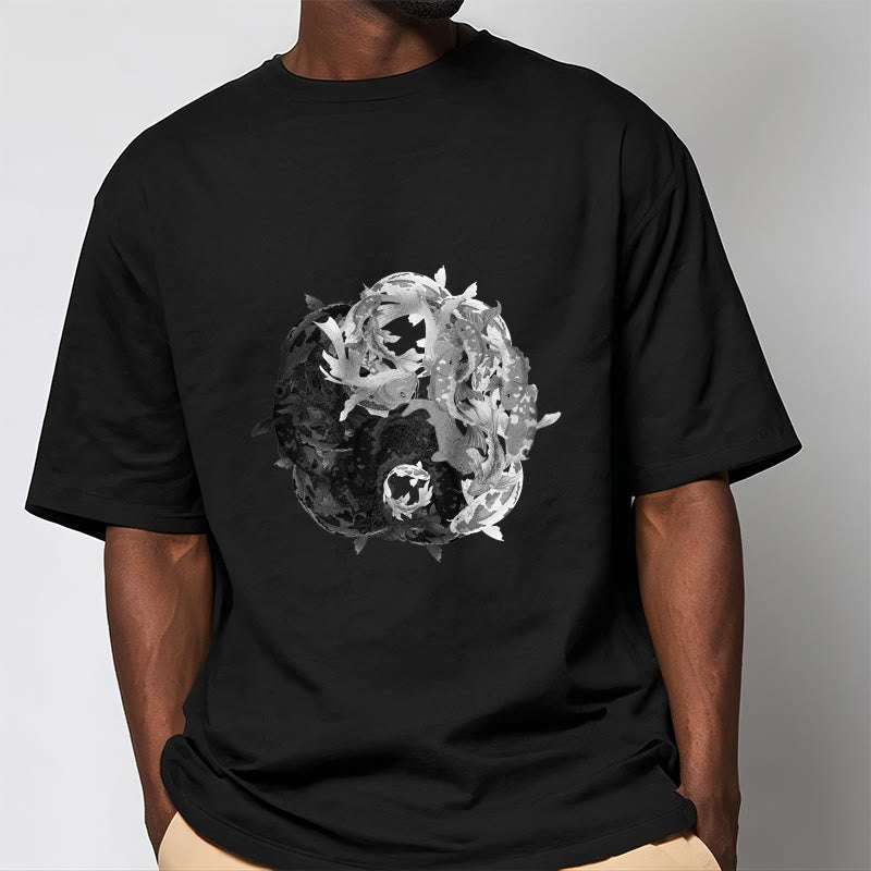 Buddha Stonesと陰陽鯉のコンビネーションコットンTシャツ - image 6