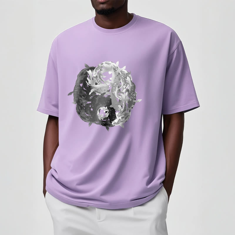 Buddha Stonesと陰陽鯉のコンビネーションコットンTシャツ - image 17