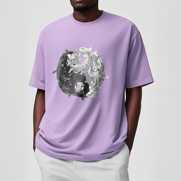 Buddha Stonesと陰陽鯉のコンビネーションコットンTシャツ - image 17