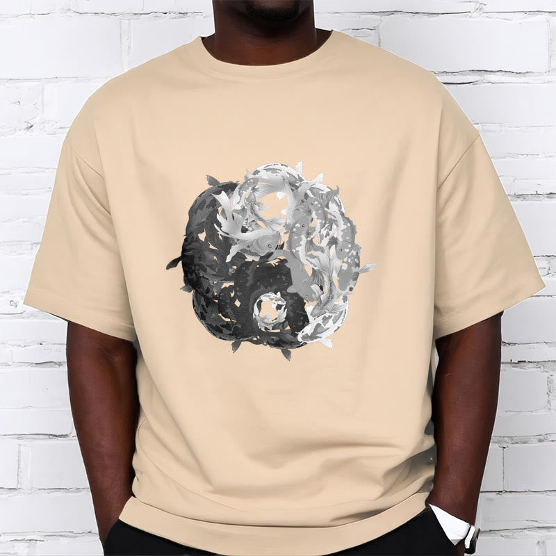 Buddha Stonesと陰陽鯉のコンビネーションコットンTシャツ - image 14