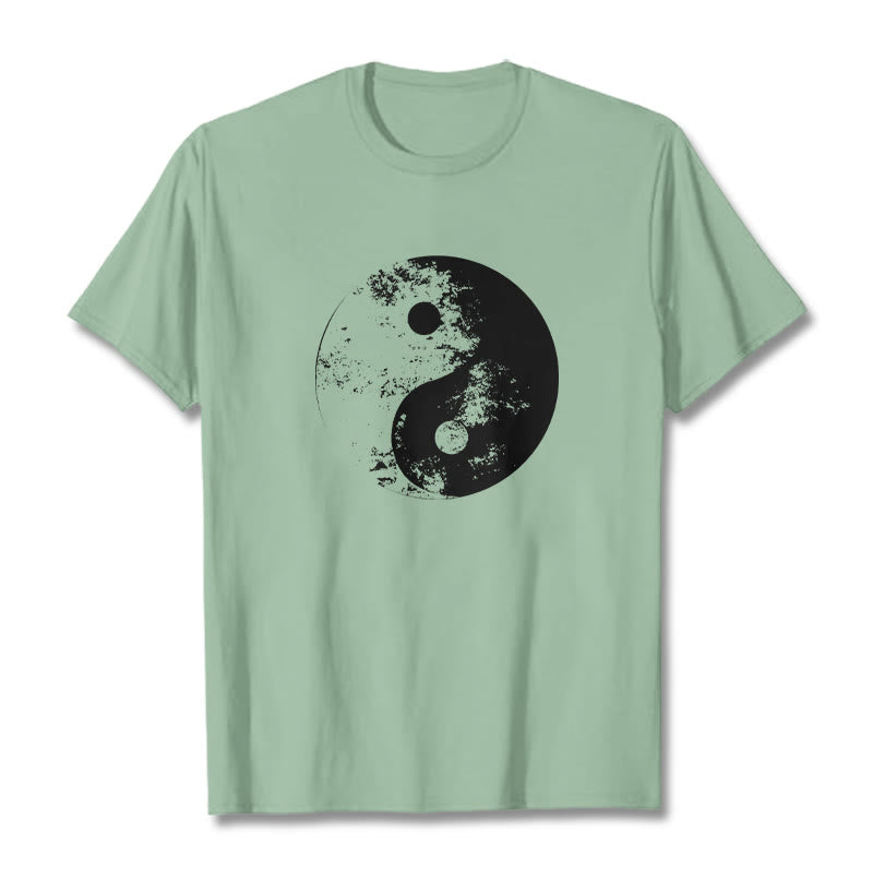 Buddha Stones陰陽 太極拳柄 コットンTシャツ - 淡い緑色 - 2XL - image 14