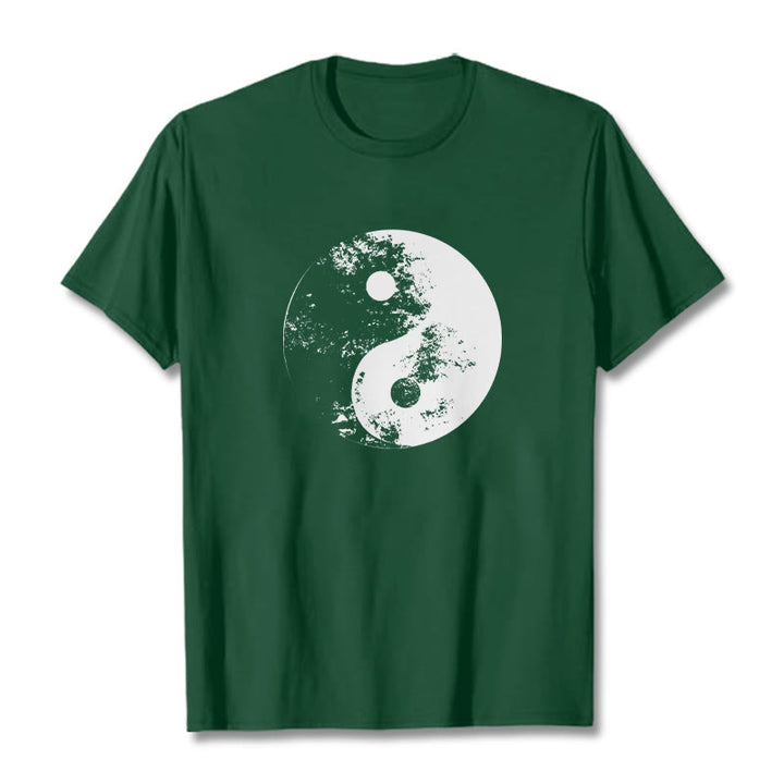 Buddha Stones陰陽 太極拳柄 コットンTシャツ - フォレストグリーン - 2XL - image 8