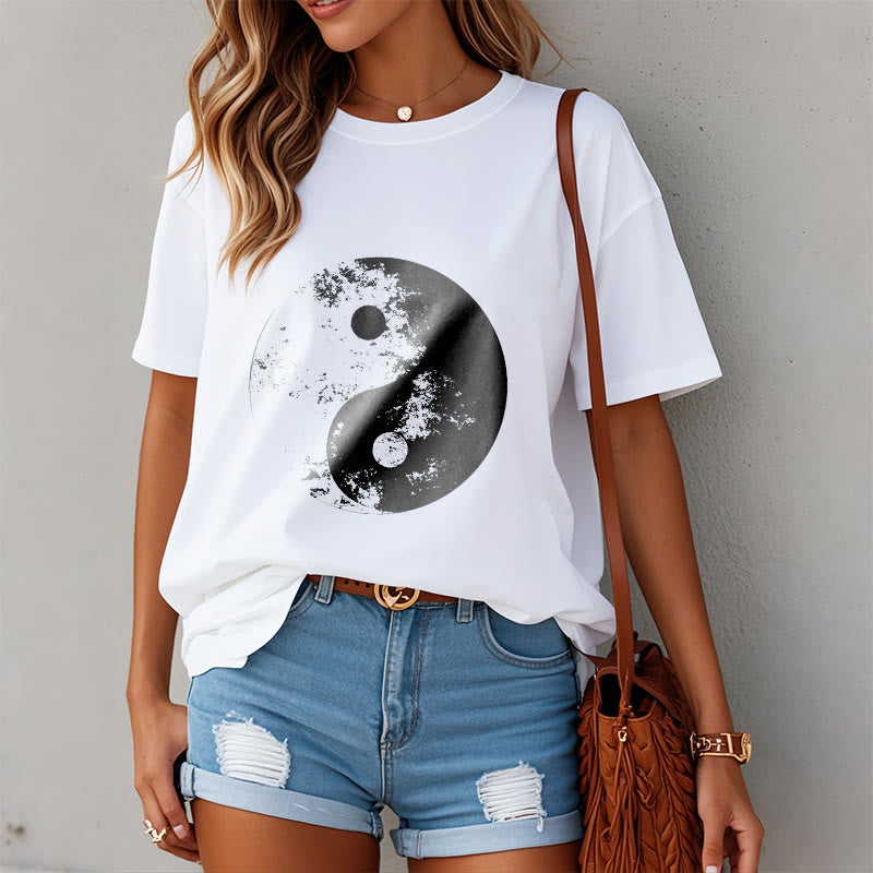 Buddha Stones陰陽 太極拳柄 コットンTシャツ - image 2