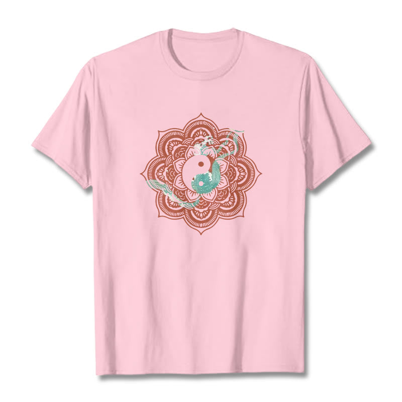 Buddha Stones曼荼羅陰陽コットンTシャツ - ライトピンク - 2XL - image 15