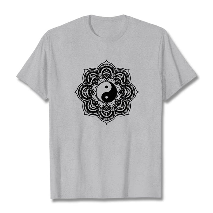 Buddha Stones曼荼羅陰陽コットンTシャツ - ライトグレー - 2XL - image 17