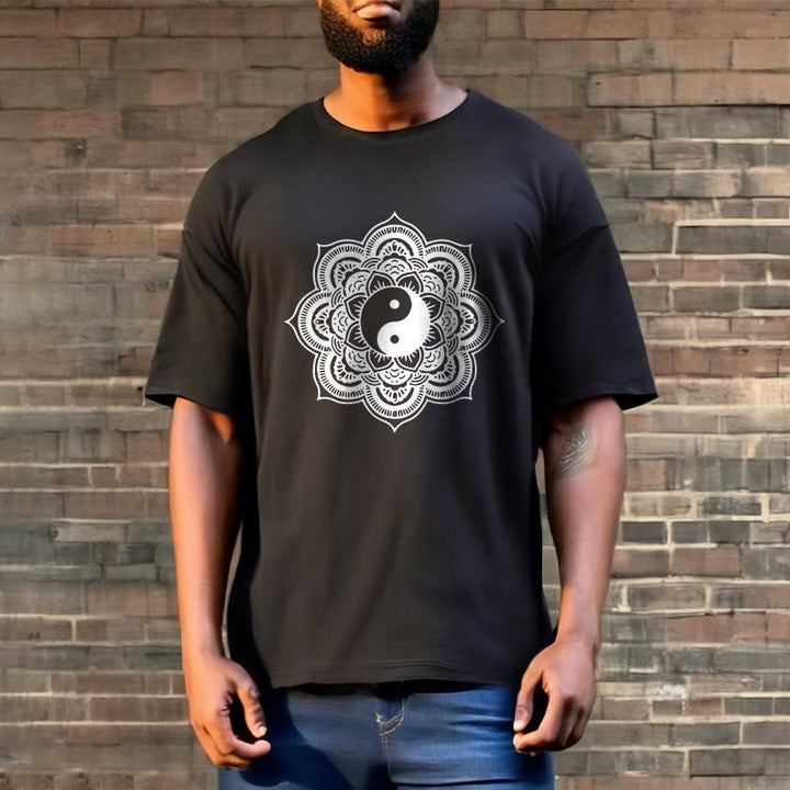 Buddha Stones曼荼羅陰陽コットンTシャツ - image 8