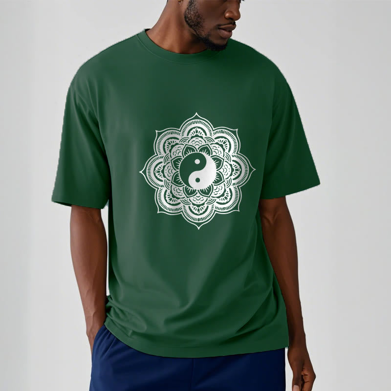 Buddha Stones曼荼羅陰陽コットンTシャツ - image 9