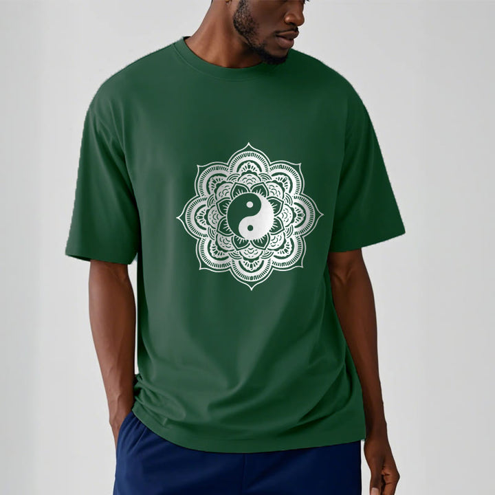 Buddha Stones曼荼羅陰陽コットンTシャツ - image 9