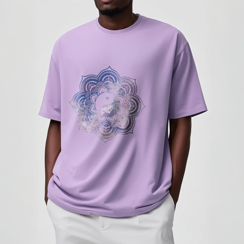 Buddha Stones曼荼羅陰陽コットンTシャツ - image 3