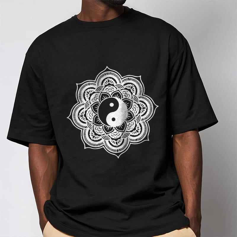 Buddha Stones曼荼羅陰陽コットンTシャツ - image 6