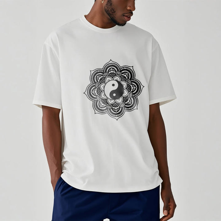 Buddha Stones曼荼羅陰陽コットンTシャツ - image 14
