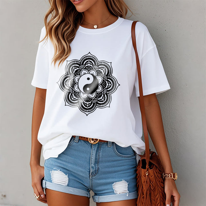 Buddha Stones曼荼羅陰陽コットンTシャツ - image 13