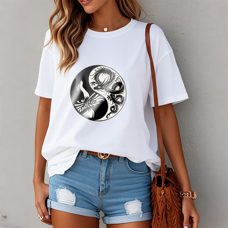 Buddha Stonesフェニックス陰陽コットンTシャツ - image 7