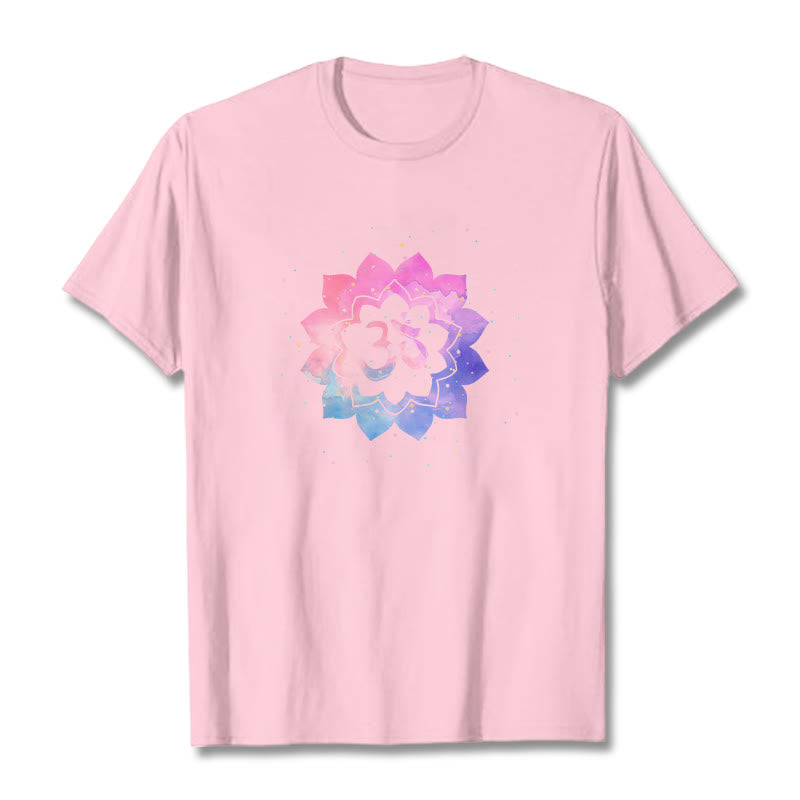 Buddha StonesOm カラフル ロータス コットン Tシャツ - ライトピンク - 2XL - image 12