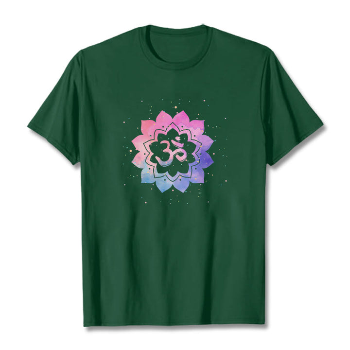 Buddha StonesOm カラフル ロータス コットン Tシャツ - フォレストグリーン - 2XL - image 17
