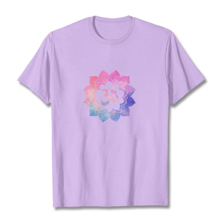 Buddha StonesOm カラフル ロータス コットン Tシャツ - 梅 - 2XL - image 9