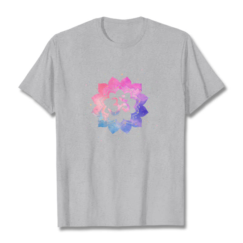 Buddha StonesOm カラフル ロータス コットン Tシャツ - ライトグレー - 2XL - image 16