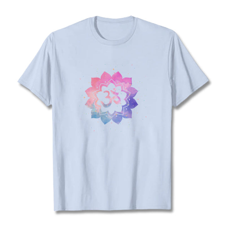 Buddha StonesOm カラフル ロータス コットン Tシャツ - ライトシアン - 2XL - image 11