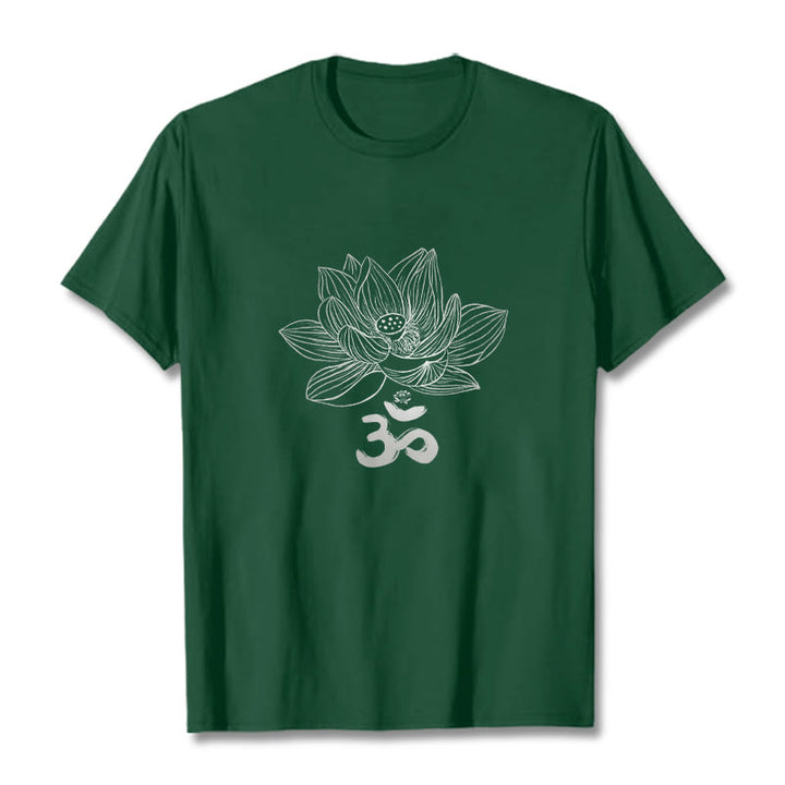Buddha Stonesオム ロータス スケッチ コットン Tシャツ - フォレストグリーン - 2XL - image 5