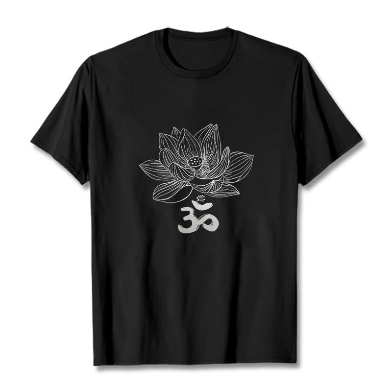 Buddha Stonesオム ロータス スケッチ コットン Tシャツ - 黒 - 2XL - image 0