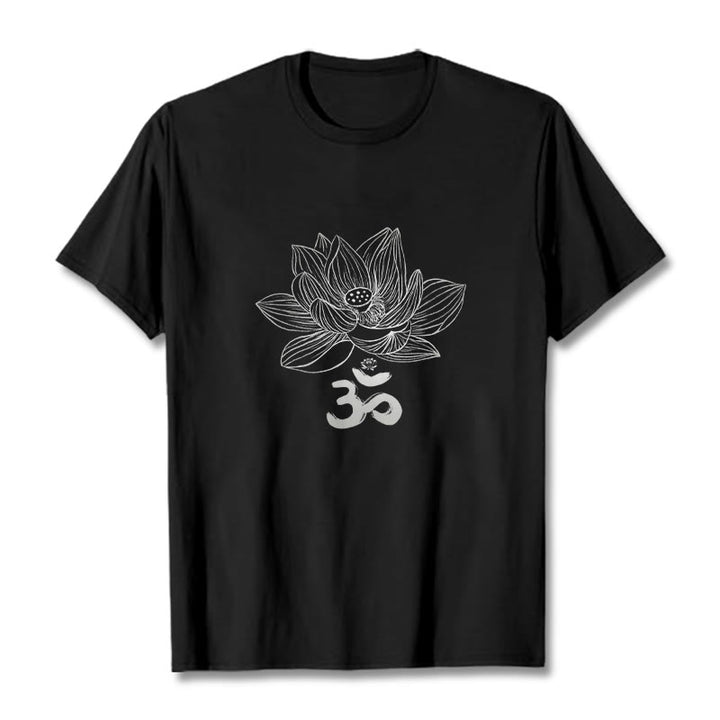 Buddha Stonesオム ロータス スケッチ コットン Tシャツ - 黒 - 2XL - image 0