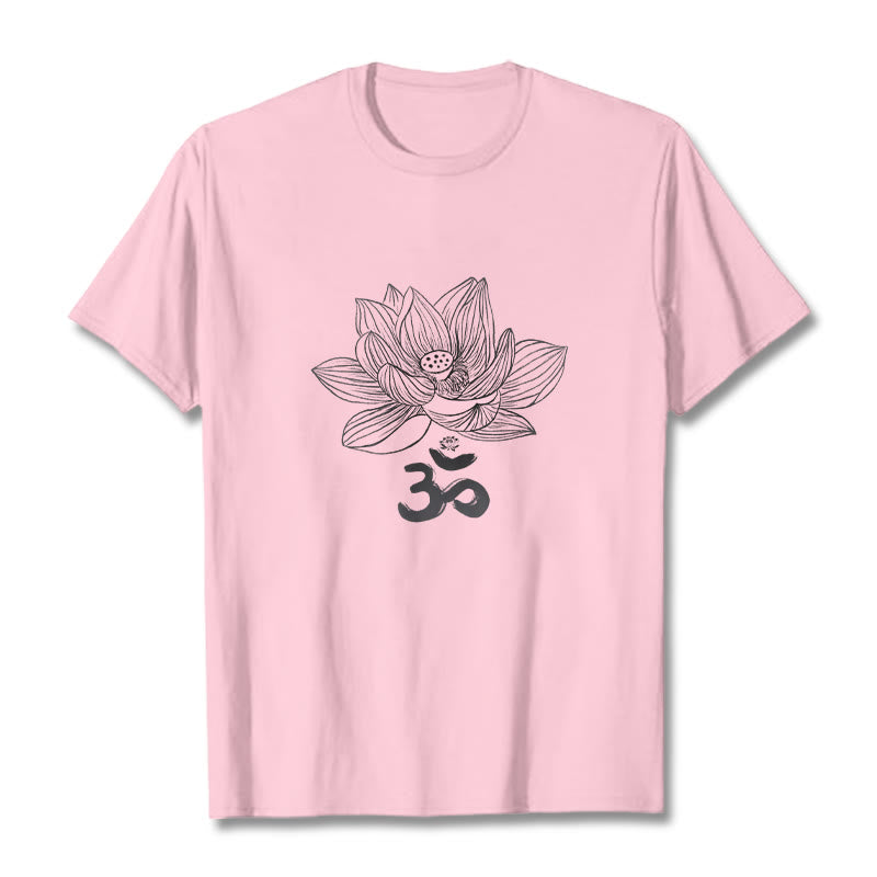 Buddha Stonesオム ロータス スケッチ コットン Tシャツ - ライトピンク - 2XL - image 15
