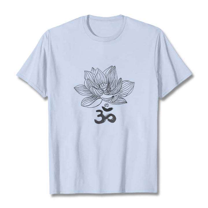 Buddha Stonesオム ロータス スケッチ コットン Tシャツ - ライトシアン - 2XL - image 13