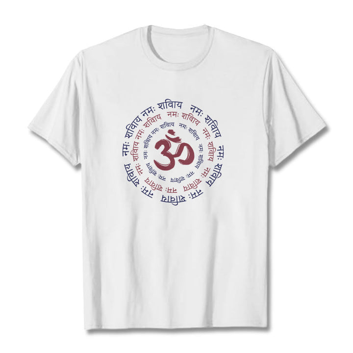 Buddha StonesOM マントラ キャラクター サンスクリット コットン Tシャツ - 白 - 2XL - image 1