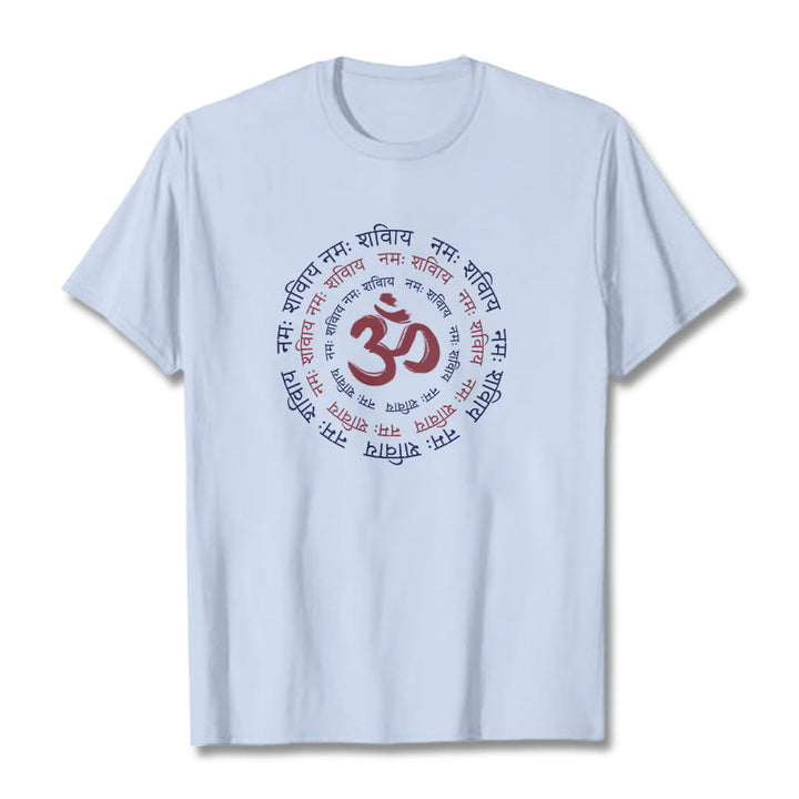 Buddha StonesOM マントラ キャラクター サンスクリット コットン Tシャツ - ライトシアン - 2XL - image 4