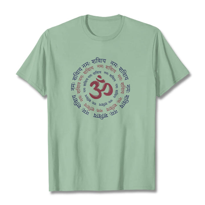 Buddha StonesOM マントラ キャラクター サンスクリット コットン Tシャツ - ペールグリーン - 2XL - image 17