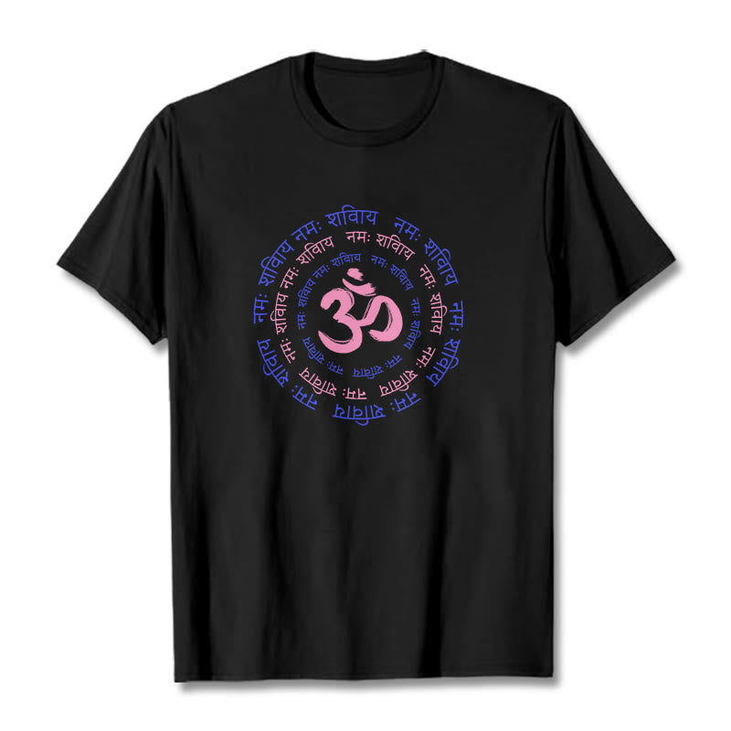 Buddha StonesOM マントラ キャラクター サンスクリット コットン Tシャツ - 黒 - 2XL - image 13